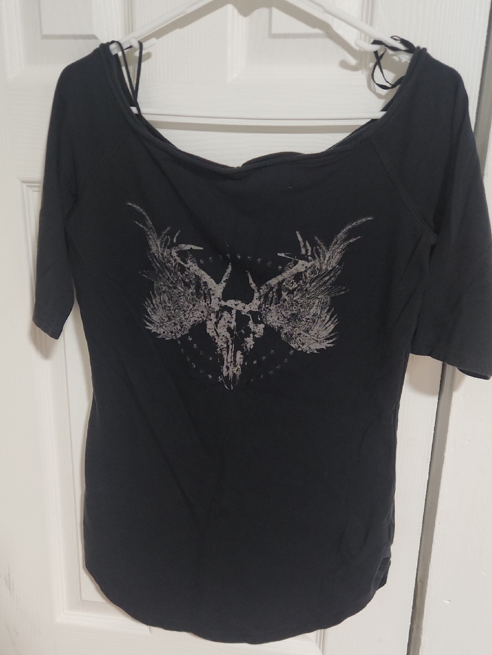 We The Free Black Graphic Cowl Neck T Shirt